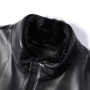 AL-S9801男式冬季头层绵羊皮水貂内胆派克服皮衣男夹克P1100图片