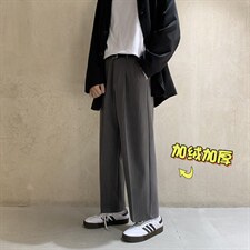 ND792 TP45 加绒！休闲裤男生冬季韩版潮流宽松纯色百搭长裤图片