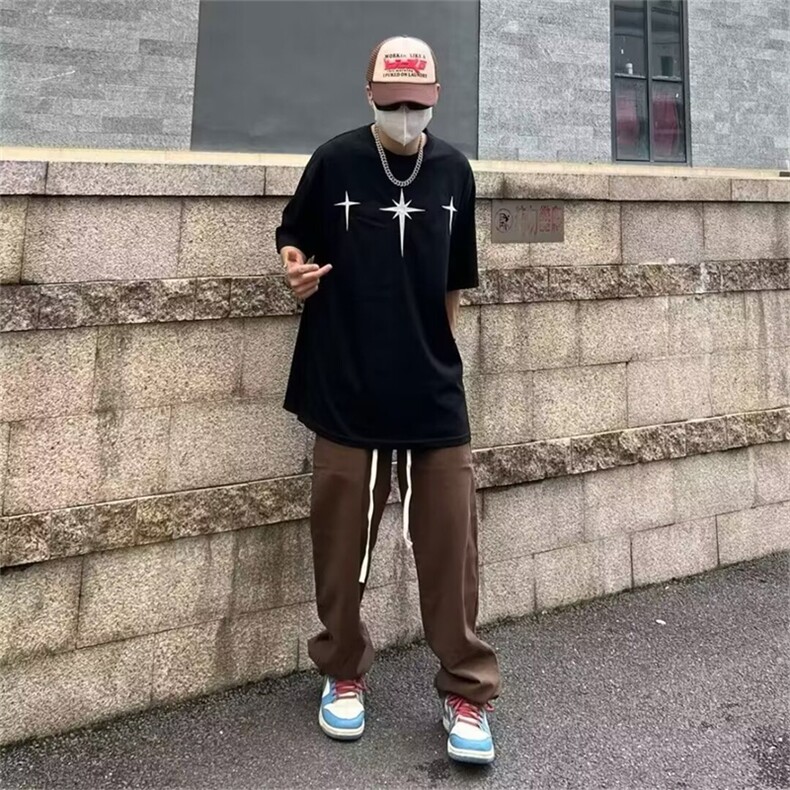 休闲裤男士韩版潮流高街帅拉链口袋2024春季新款ins长裤K5072-P37图片