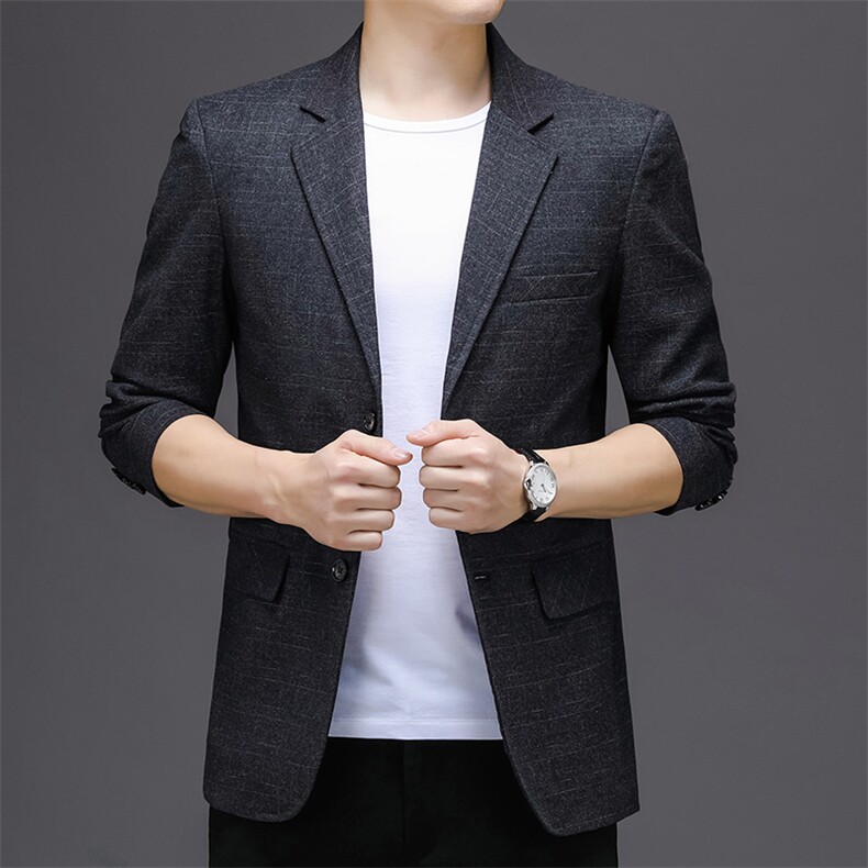 休闲西装中年男士外套宽松韩版潮流春季新款格子西服外套上衣单件,男装西服,电商B212（原钱塘6029）