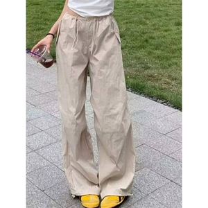 AK2403-p50 美式工装裤女大码胖mm显瘦阔腿裤纯棉速干伞兵裤薄款图片