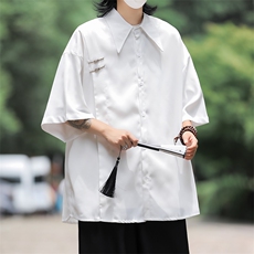 F318-P382024夏季新款潮流休闲衬衣新中式垂感短袖，男装T恤，星座512-6