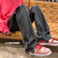 2024秋季潮牌直筒宽松裤脚拉链街头牛仔裤313A-1-NZ016-P70控88，男装牛仔裤，星座808A-1