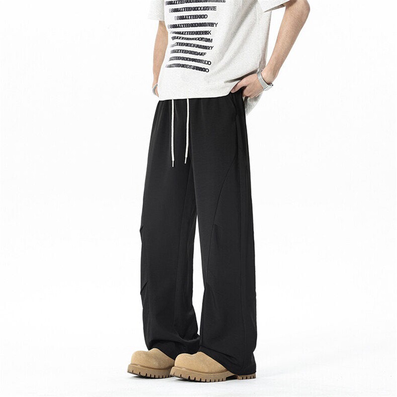 美式复古拼接弯刀卫裤男秋季潮牌纯色老爹裤宽松直筒阔腿休闲裤子，男装工装外套，星座610（原A335）