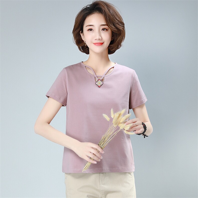 2024新款女装夏季时尚印花潮流圆领短袖T恤修身显瘦百搭上衣,女装T恤,姿萝菲