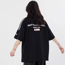 美式高街字母印花肩条女T恤2026夏三杠短袖宽松情侣体恤ST680-P38，男装T恤，星座412-3