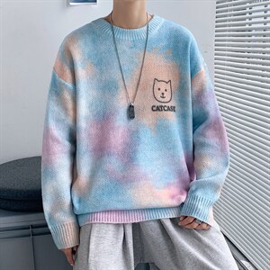2023秋冬新款男士轧染圆领卫衣潮牌百搭潮流针织衫M316P65控78