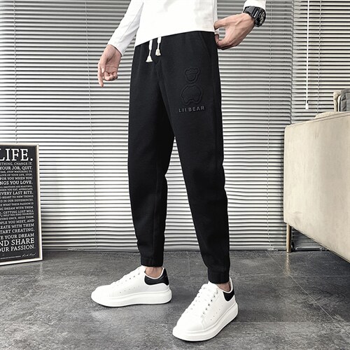 2025秋冬季红同款华夫格休闲裤男士修身韩版小脚裤束脚长裤，男装休闲裤，电商A327