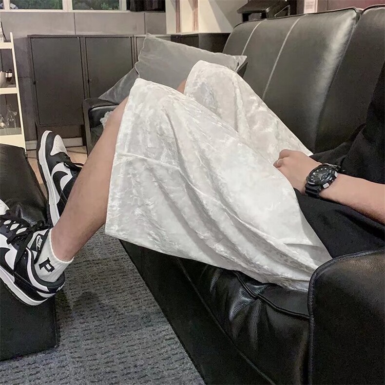冰丝绒短裤男夏季垂坠感冰丝松紧腰五分短裤潮1001-1-DK08-P28,男装牛仔裤,星座1001-1