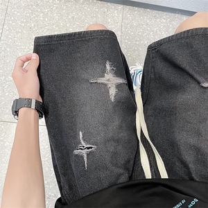 青春流行ins男直筒水洗牛仔裤 P35图片