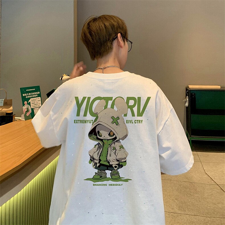 量大优供抖音视频支持得物配合二开美式满天星亮片短袖T恤MTX175,男装T恤,电商A486
