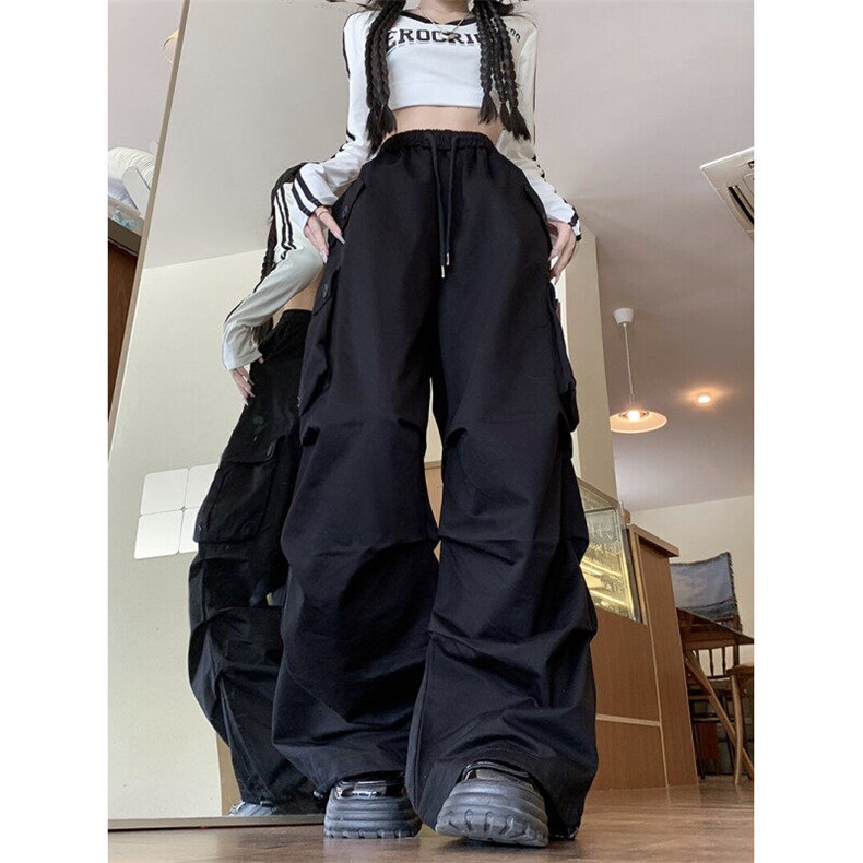 美式复古工装裤男女水洗棉褶皱层次感宽松hiphop嘻哈长裤潮,男装休闲裤,星座410-7