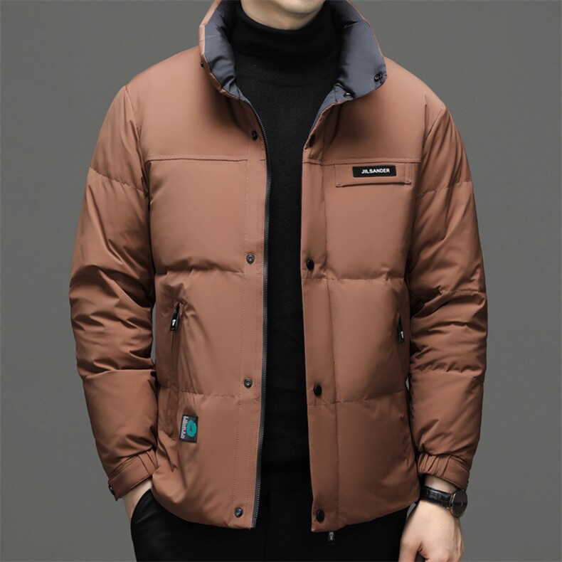 羽绒服男冬季2023新款中青年休闲白鸭绒上衣男装立领加厚保暖外套,男装羽绒服,电商B212（原钱塘6029）