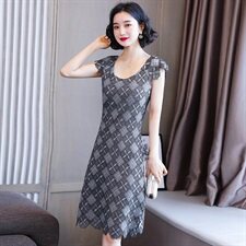 2023年连衣裙格子夏季通勤韩版修身显瘦，女装连衣裙，婵米儿