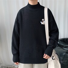 M18239-P45加绒款-P65半高领毛衣男士大码针织衫男毛线衣男，男装针织衫/毛衣，电商A040