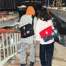 0753新款背包撞色闪电休闲情侣潮酷牛津布单肩斜挎包斜跨背包，鞋类箱包男包，星座510A-2