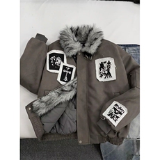 网图美潮贴布绣座山雕棉服外套W1952/特P115，男装棉衣，电商B350