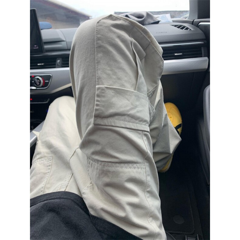 米白色裤子男款夏季美式复古直筒工装裤vintage休闲长裤潮,男装工装外套,星座1007（原301D）