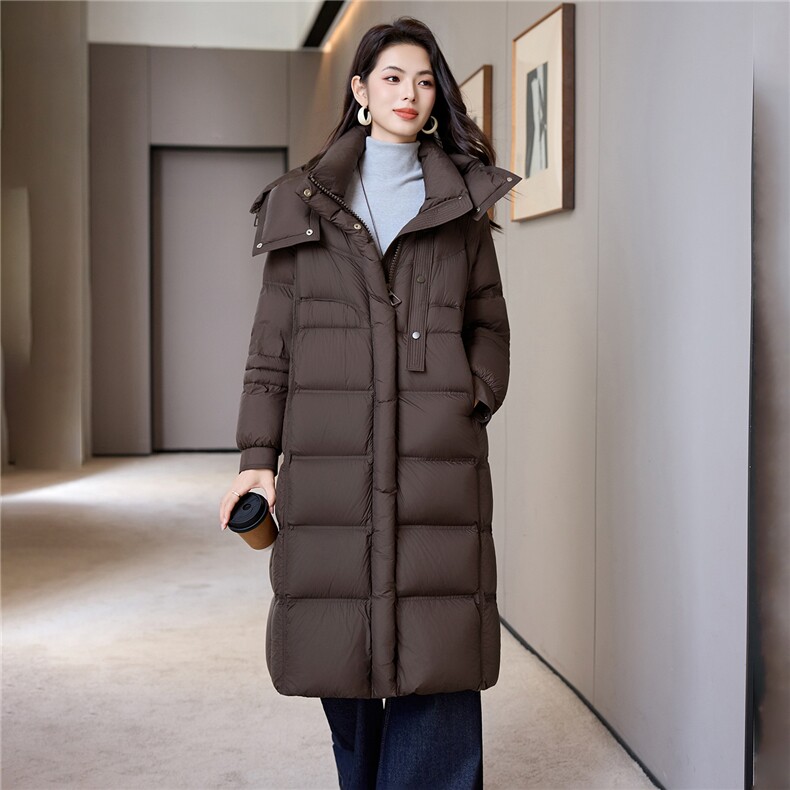 长款棉服女2025新款宽松立领连帽防风冬季棉袄加厚过膝羽绒服,女装羽绒服,阿舍尔精品