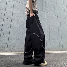 ins嘻哈街头链条拼接牛仔裤男女宽松裤子潮长裤NZ0926-P60，男装牛仔裤，星座308B-2