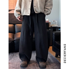 春秋美式直筒卫裤男垂感宽松休闲镰刀裤针织运动长裤男LH9133-P59，男装休闲裤，星座1008