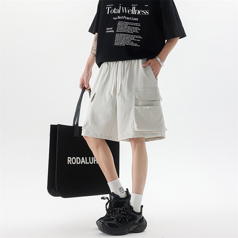 8XL-M特大码冰丝短裤男五分裤褶皱休闲裤工装中裤DK1504P45控68，男装牛仔裤，电商D206-1