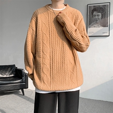 8XL-M圆领毛衣男秋冬季宽松慵懒套头麻花针织衫毛线衣MY19005P68，男装针织衫/毛衣，电商B312