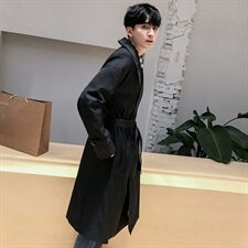 2021春秋季潮款加长纯色百搭男风衣宽松韩版时尚风衣国际范D39P140，男装风衣，星座312B-1