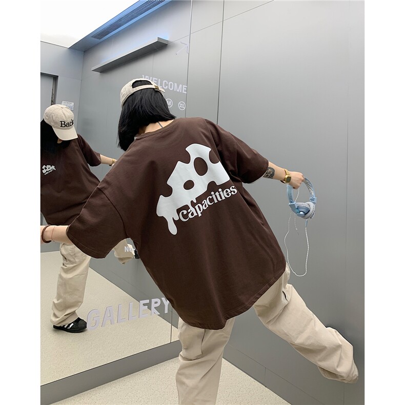 情侣装夏装新款高街潮设计奶酪发泡印花宽松半袖t恤潮D293P28,男装T恤,电商A335-1（原A458）