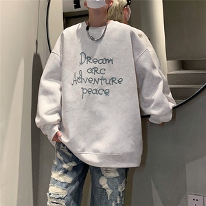 主推 420克水洗做旧脏洗满天星圆领套头发泡卫衣男秋季外套 P68图片