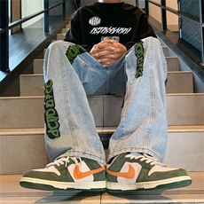 牛仔裤美式hiphop裤子ins高街潮直筒长裤N0589-P50，男装牛仔裤，星座308B-1