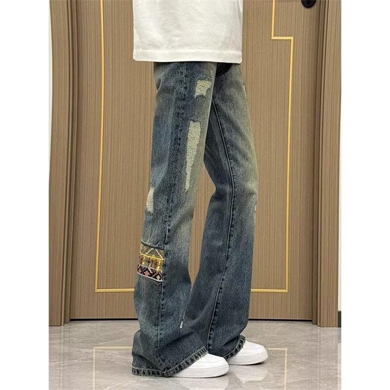 AK2029-P68美式复古做旧水洗牛仔裤高街潮流港风痞帅款，女装休闲裤，星座617A-2