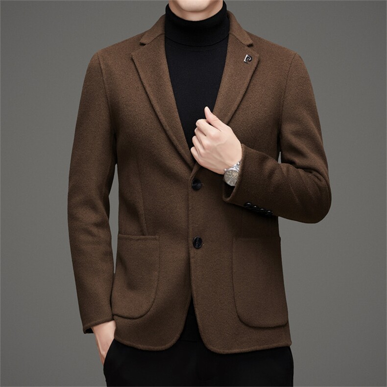 【皮尔卡丹专版】主推大货高端男装手工绵羊毛双面呢西服外套，男装西服，钱塘723
