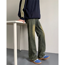 美式微喇牛仔裤男冬季cleanfit宽松百搭休闲显瘦直筒裤RK2409-P43，男装牛仔裤，星座412-3