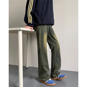 美式微喇牛仔裤男冬季cleanfit宽松百搭休闲显瘦直筒裤RK2409-P43图片