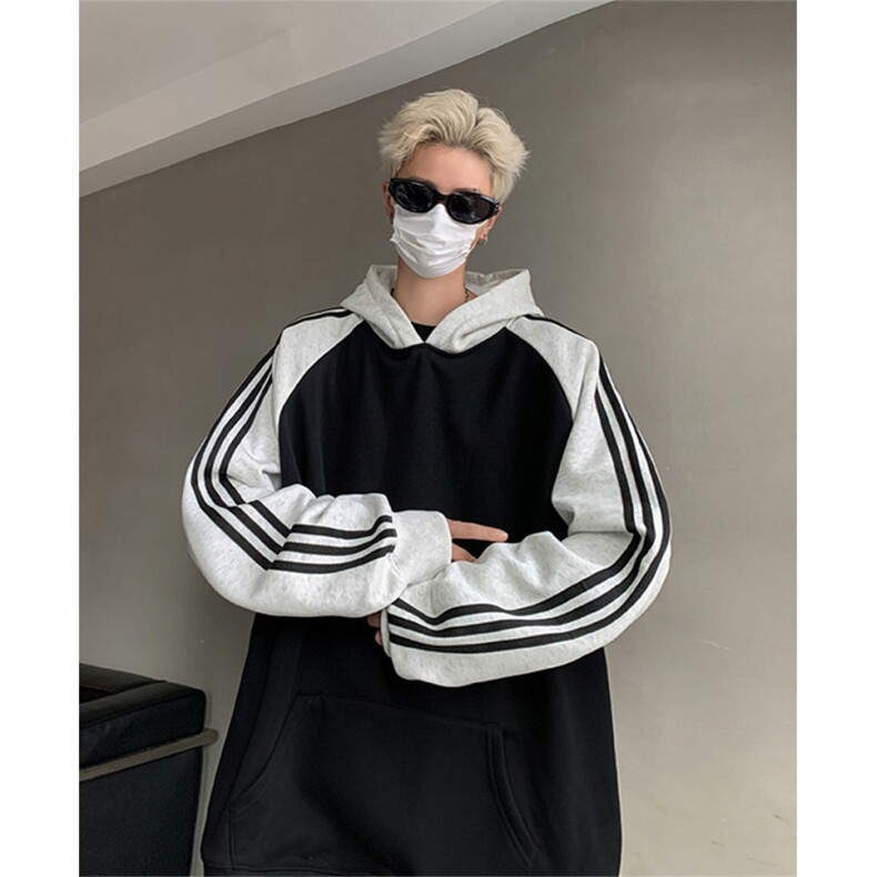 抖音得物高品质重磅全棉二开支持退换360克插肩织带连帽卫衣CM08,男装卫衣,电商A486