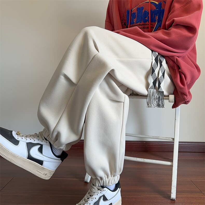 2026冬新款加绒加厚呢料休闲裤运动裤束脚卫裤男24XK66878J特批45,男装休闲裤,电商A042