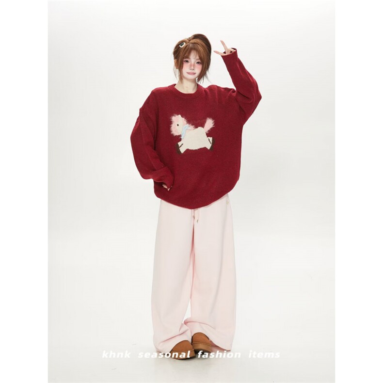 1506/QSMF4200/P59红色马年毛衣，男装针织衫/毛衣，星座1506