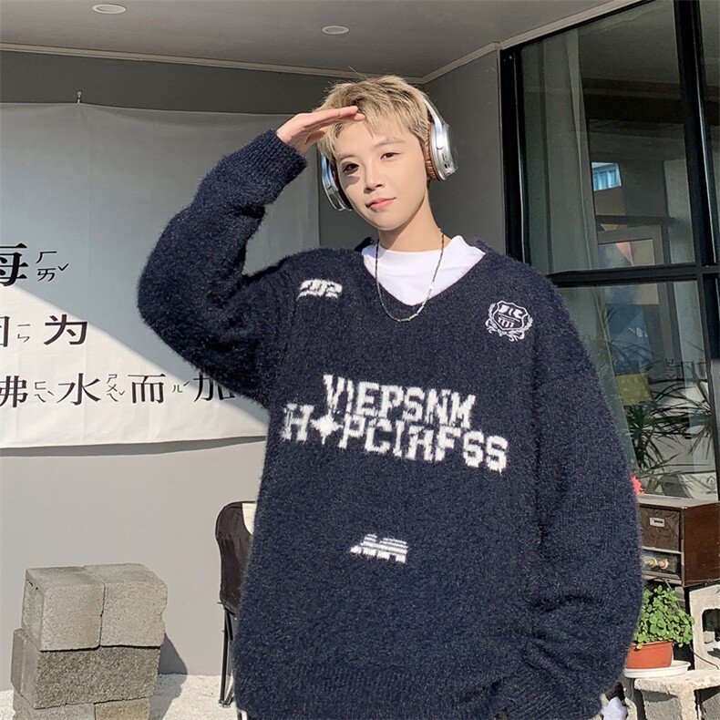 美式复古潮流拉链立领针织衫2024秋季设计感毛衣,男装针织衫/毛衣,星座716-2