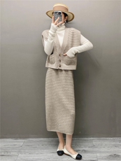 2025年秋季马甲套装时尚百搭通勤，女装套装/套裙，织绒羊