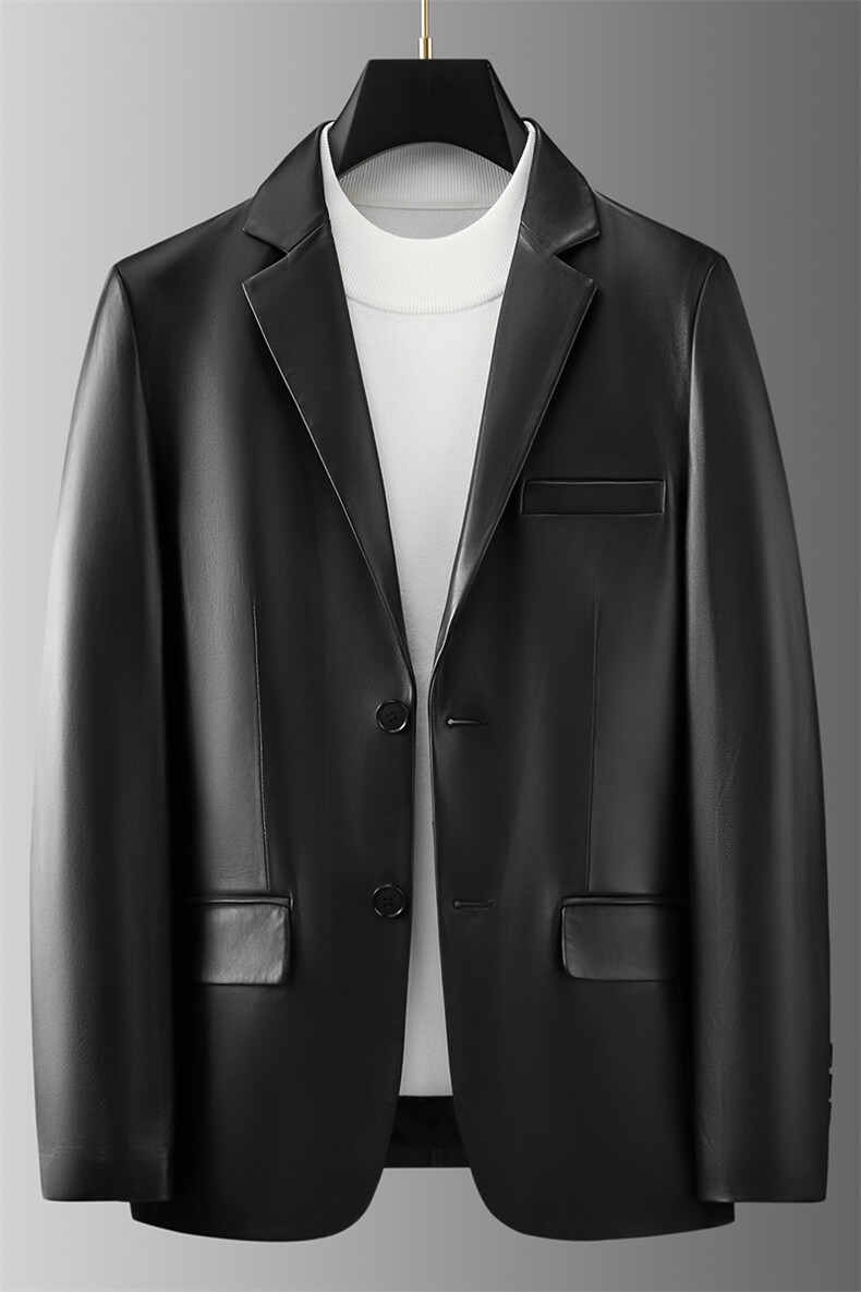 881106秋冬新款海宁皮衣男绵羊皮西服商务男装P700,男装皮衣,电商B360