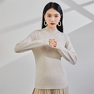 2024秋冬新款35%山羊绒女士净面半高领羊绒衫图片
