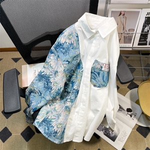 港风风花型长袖衬衫大码M-5XL情侣潮长袖衬衫男CS7714P60控图片