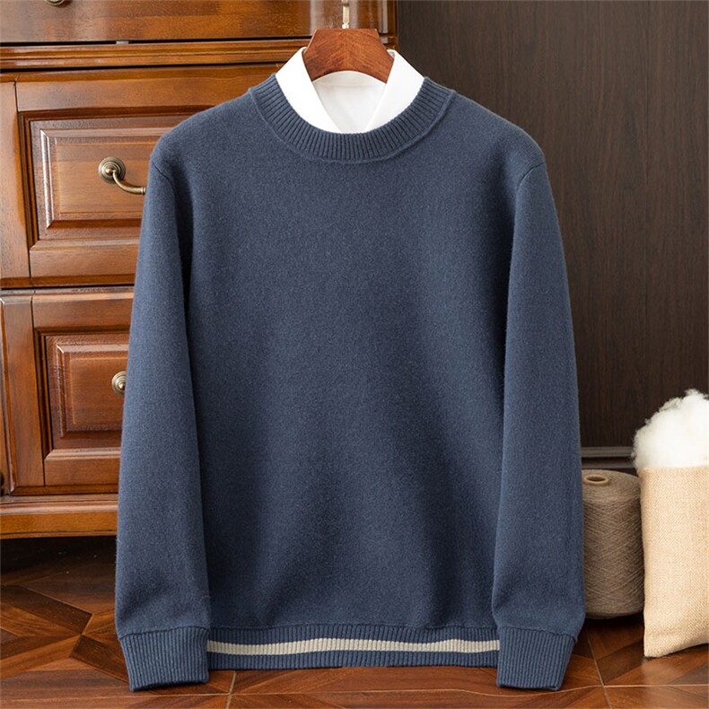 2024秋季新款羊绒小半高领纯色长袖套头衫，男装羊绒套衫，米亚康羊绒