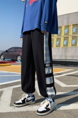 K6013/P40春装新款港风格子撞色休闲裤男宽松潮流大码潮裤子控58，男装休闲裤，电商A141