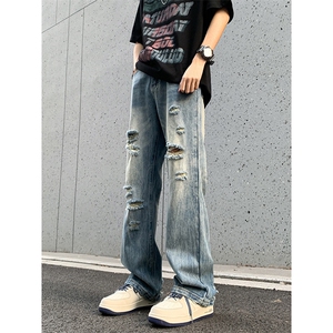 B221 美式ins高街暗黑小众夏季重工艺破洞牛仔裤LK24178-P65 控88图片