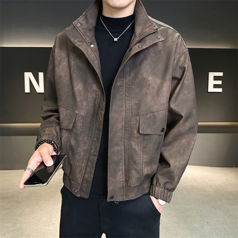 加绒皮衣男大货宽松PU皮夹克高级感外套C317-J806-P165,男装夹克,电商C317