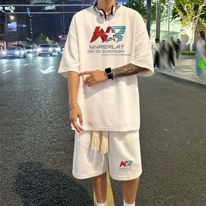 套装！华夫格套装短袖T恤短裤男TZ227-特P38,男装牛仔裤,电商B367