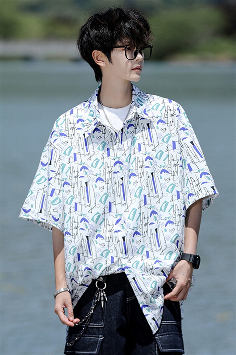 8XL-M花衬衫男短袖夏季薄款冰丝半袖宽松大码休闲外套DC28008P38,男装衬衫,电商B312