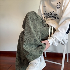 抖音品质美式复古感报纸满印灯芯绒休闲裤B315-K25373-特p35控68，男装休闲裤，电商B315